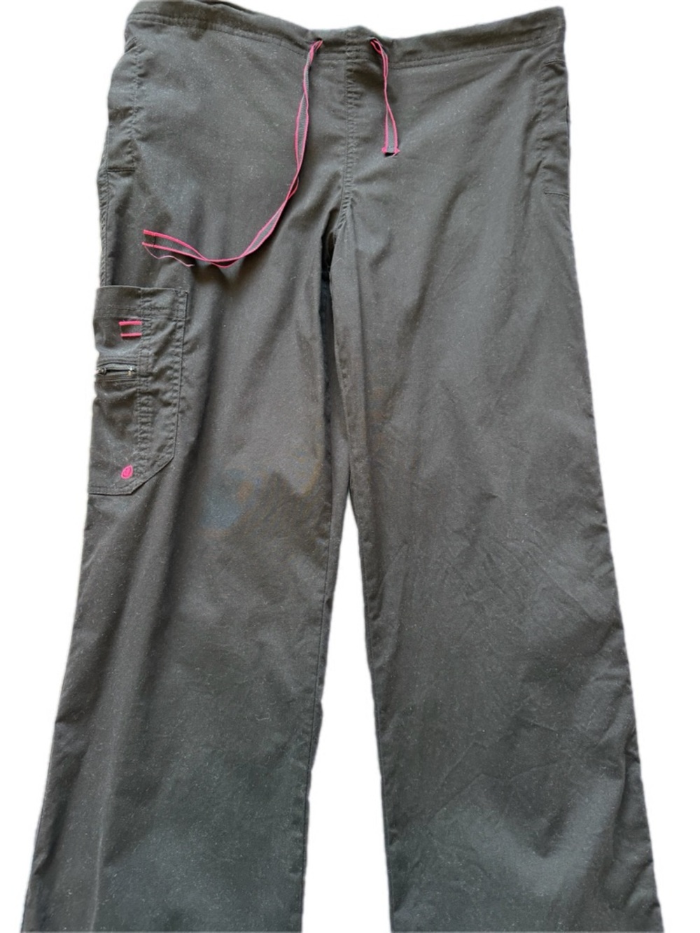 Life is peachy Black Scrub Set with Pink Trim pants medium TALL ; top large - Picture 11 of 12